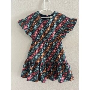 Janie and Jack Girls Size 6 Floral Ruffle Dress with Sleeves